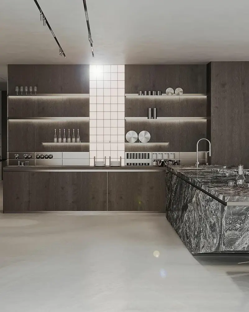 Modern kitchen featuring premium floor and splashback tiling installed by professional kitchen tilers in Melbourne