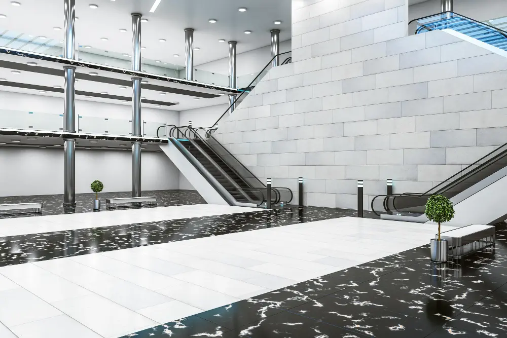 Professional commercial and residential tiling in Melbourne featuring precision floor and wall tile installation in a modern interior.
